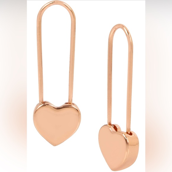 Boutique Jewelry - Betsey Johnson Rose Gold Heart Drop Earrings